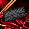 Black diamond-patterned genuine leather wallet for women, long style, simple and fashionable Specification image